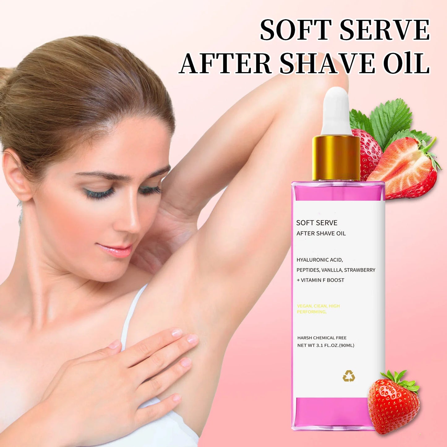 2/1pcs Hair After Shave Essential Oil Strawberry Flavored Care Effectively Soothes Skin Moisturizes Smooths Easy Use Daily 90ML