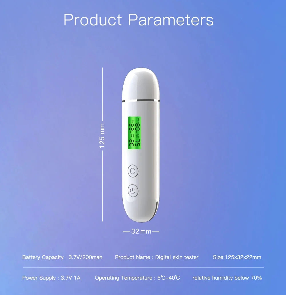 Portable Rechargeable Skin Analyzer Detector LCD Digital Water Oil Moisture Tester Fluorescent Agent Detection Face Care Tool