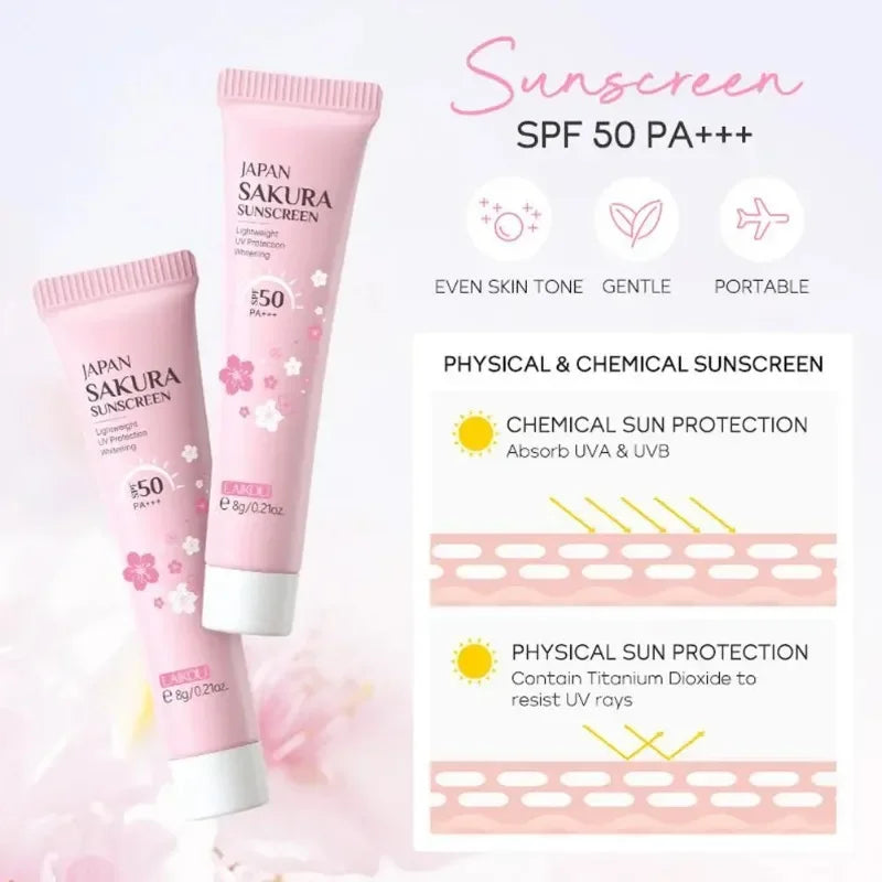 4PCS Sakura Skin Care Set and Kit with Cleanser, Serum, Eye Cream, Gift Set Travel Kit Facial Care Skin Care Products