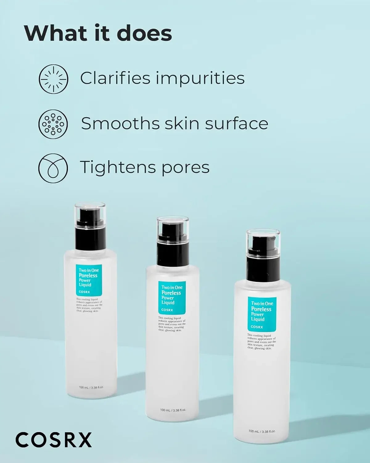COSRX Two In One Poreless Power Liquid, 100ml Tightening Pores | Korean Skincare, Animal Testing Free, Paraben Free MOISTURIZING