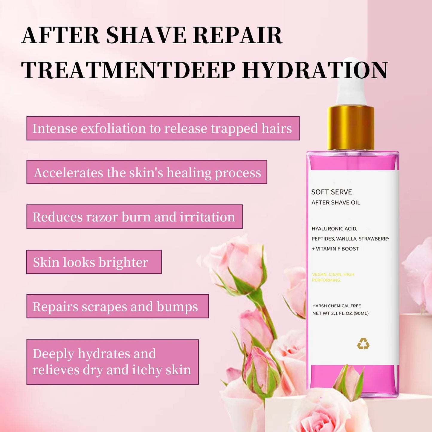 2/1pcs Hair After Shave Essential Oil Strawberry Flavored Care Effectively Soothes Skin Moisturizes Smooths Easy Use Daily 90ML