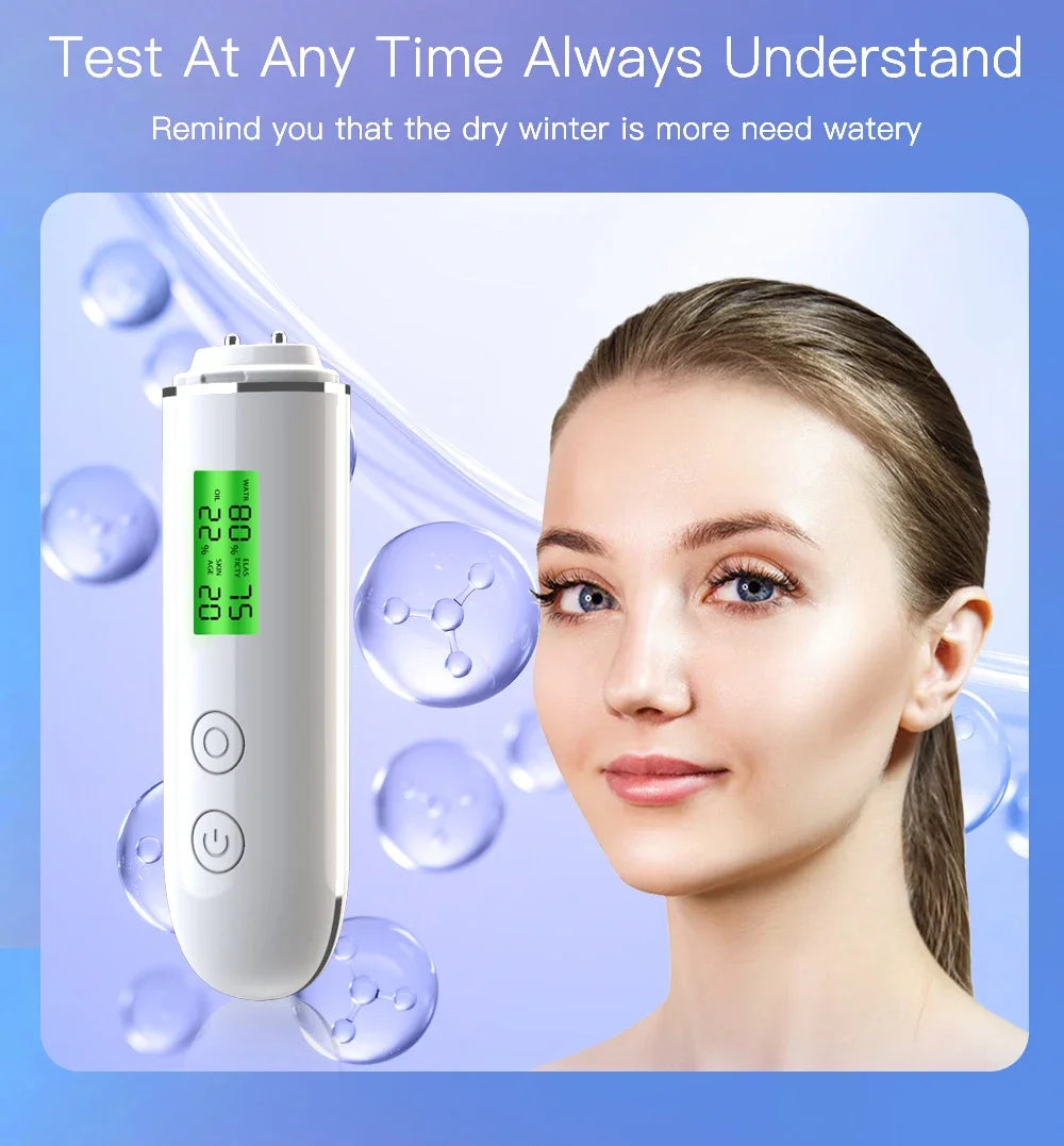 Portable Rechargeable Skin Analyzer Detector LCD Digital Water Oil Moisture Tester Fluorescent Agent Detection Face Care Tool