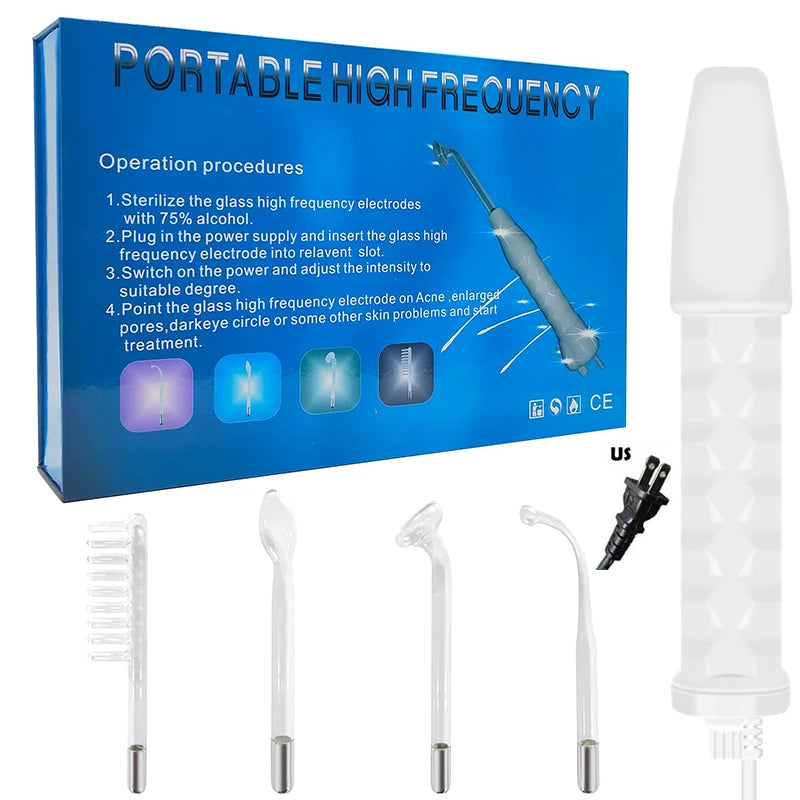 Portable Handheld Skin Care Blackhead Acne Removal Skin Tightening Hair & Scalp Stimulator High Frequency Beauty Instrument