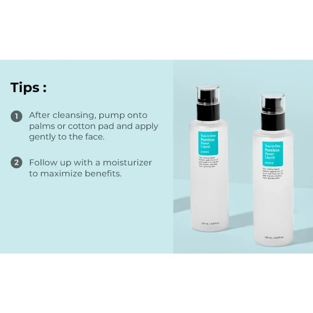COSRX Two In One Poreless Power Liquid, 100ml Tightening Pores | Korean Skincare, Animal Testing Free, Paraben Free MOISTURIZING