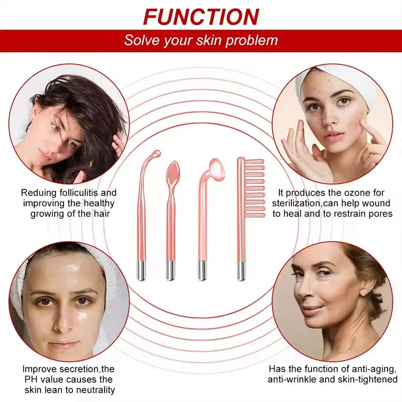 Portable Handheld Skin Care Blackhead Acne Removal Skin Tightening Hair & Scalp Stimulator High Frequency Beauty Instrument
