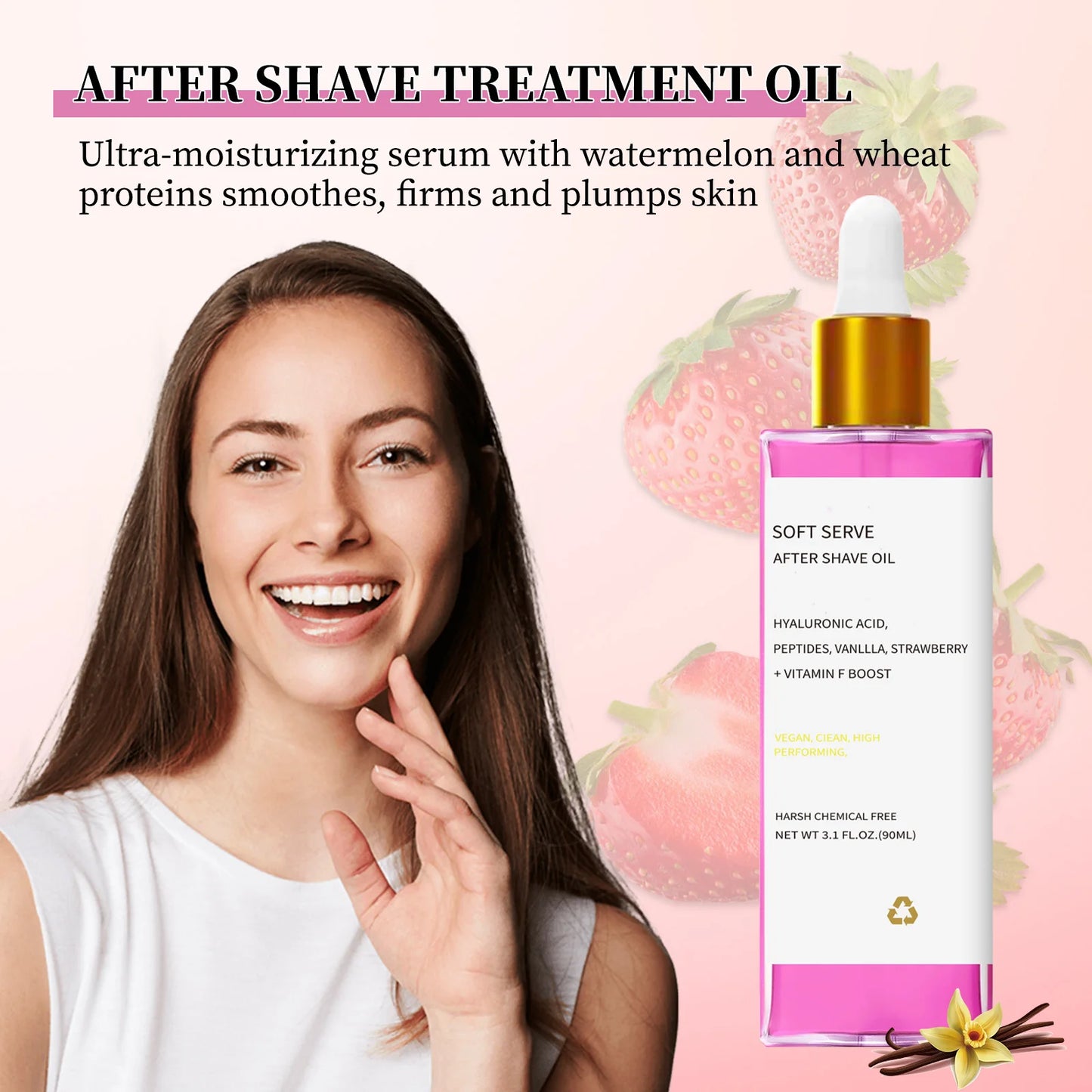 2/1pcs Hair After Shave Essential Oil Strawberry Flavored Care Effectively Soothes Skin Moisturizes Smooths Easy Use Daily 90ML