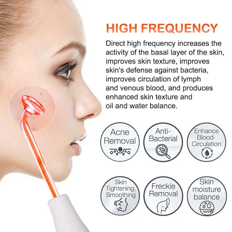 Portable Handheld Skin Care Blackhead Acne Removal Skin Tightening Hair & Scalp Stimulator High Frequency Beauty Instrument