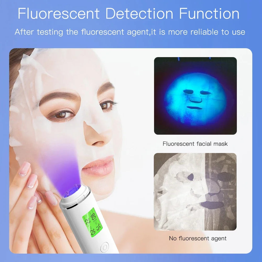 Portable Rechargeable Skin Analyzer Detector LCD Digital Water Oil Moisture Tester Fluorescent Agent Detection Face Care Tool