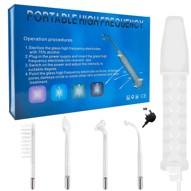 Portable Handheld Skin Care Blackhead Acne Removal Skin Tightening Hair & Scalp Stimulator High Frequency Beauty Instrument